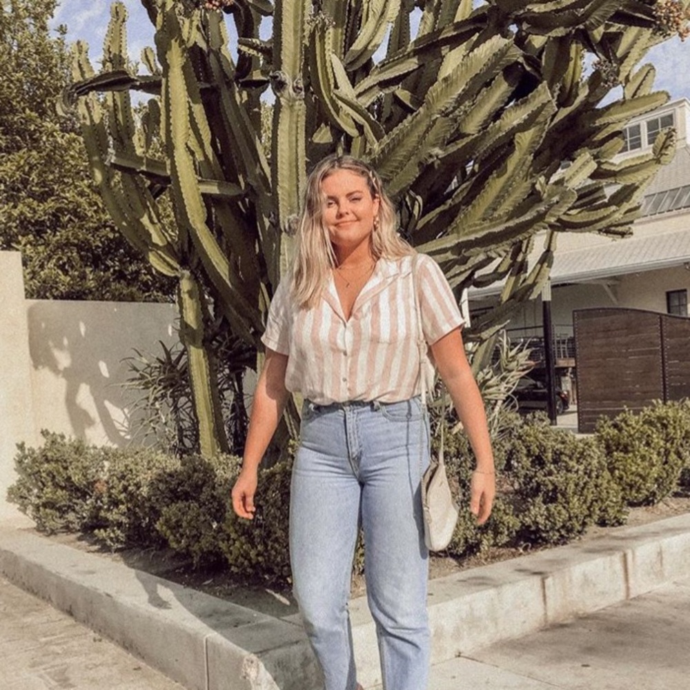 Striped Button Down Blouse - image 1